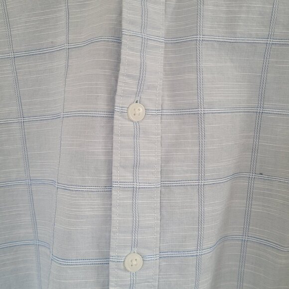 Even Tide Men's L Tall Slim Fit Short Sleeve Button Down Light Blue Check - Picture 2 of 4